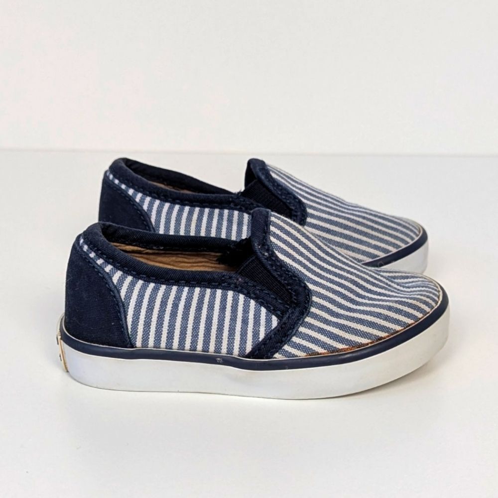 Janie And Jack Navy and White Striped Baby Shoes 4